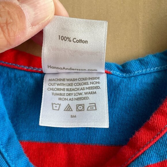 Hanna Andersson Stripe Peplum Tank In Combed Cotton, Red & Blue - Size 8 - Picture 7 of 11